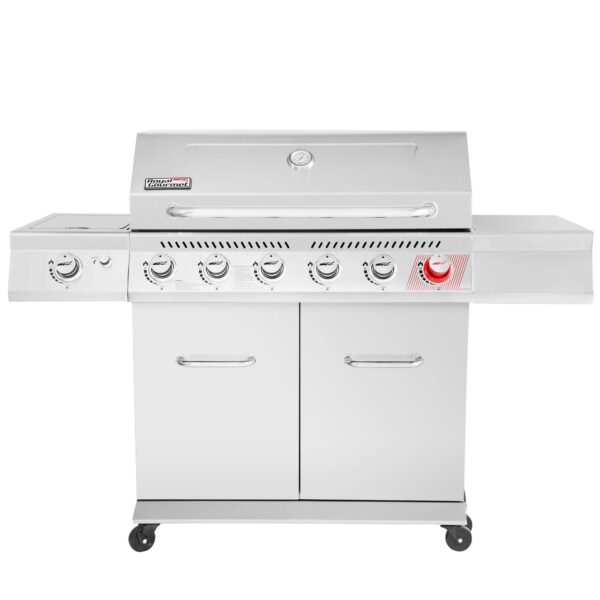 Royal Gourmet GA6402S Stainless Steel Gas Grill. Premier 6-Burner Propane Grill with Sear Burner and Side Burner. 74.000 BTU. Cabinet Style. Outdoor BBQ Party Grill. Silver - Image 2