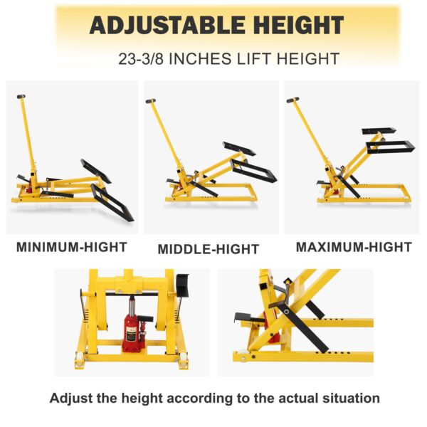Lawn Mower Lift with Hydraulic Jack. 26 Inches Lawn Mower Lift. Welded Solid Steel Construction. Weight Capacity 500 LBS. for Riding Lawn Mowers Tractors. ATVs Maintenance - Image 9