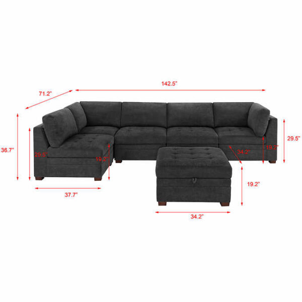 Thomasville Tisdale Fabric Sectional with Storage Ottoman - Image 4