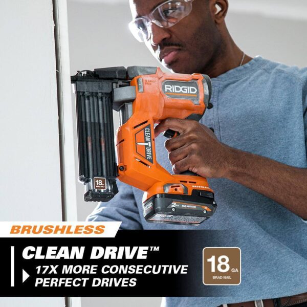 RIDGID 18V Brushless Cordless Nailer Combo Kit with Brad & Finish Nailers. Battery & Charger - Image 4