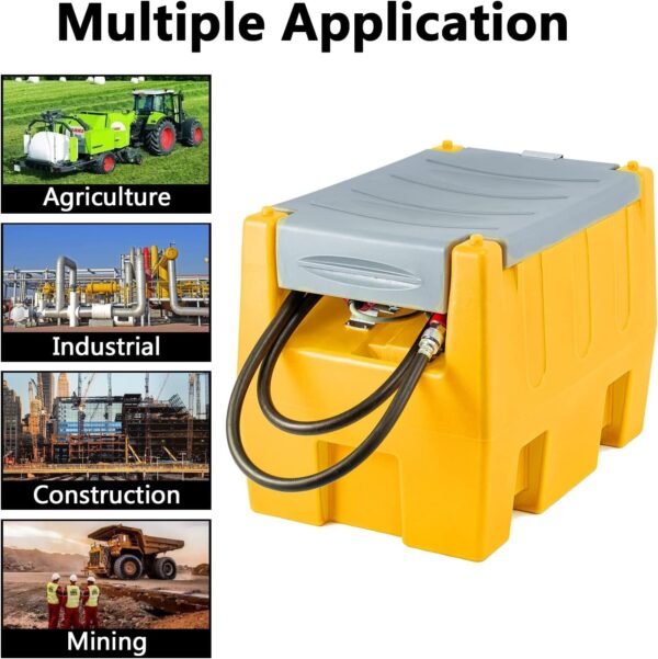 TECSPACE 58 Gallon Gasoline Tank. Portable Fuel Tank with 12V Electric Fuel Transfer Pump. 40 GPM Gasoline Fuel Tank with 4 Meters Hose for Gasoline Transportation (Yellow. 58 gal) - Image 7