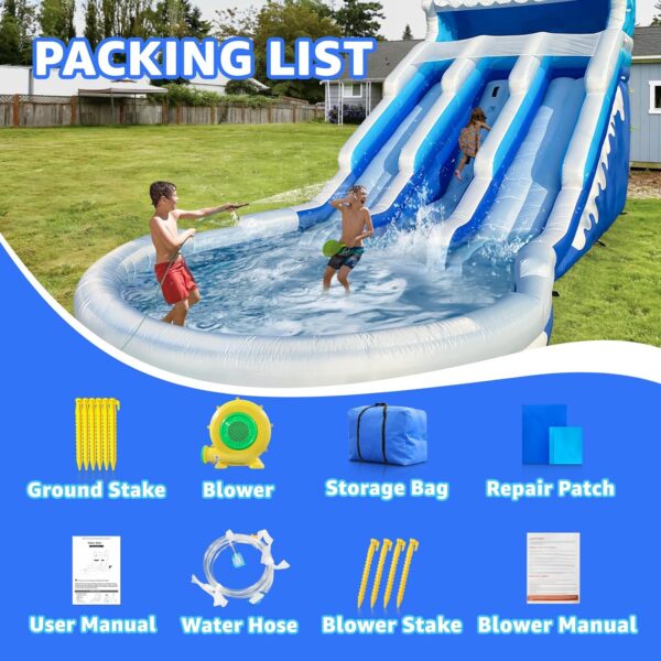 Large Inflatable Water Slide Swimming Pool Play Center. Commercial Grade Lightweight Premium Water Slide Bounce House 20.6x9.5x9.3Ft for Kids and Adults (with Blower) - Image 6
