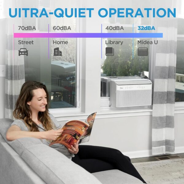 8.000 BTU U-Shaped Smart Inverter Air Conditioner – Cools up to 350 Sq. Ft.. Ultra Quiet with Open Window Flexibility. Compatible with Alexa. 35% Energy Savings. Remote Control (Renewed) - Image 3