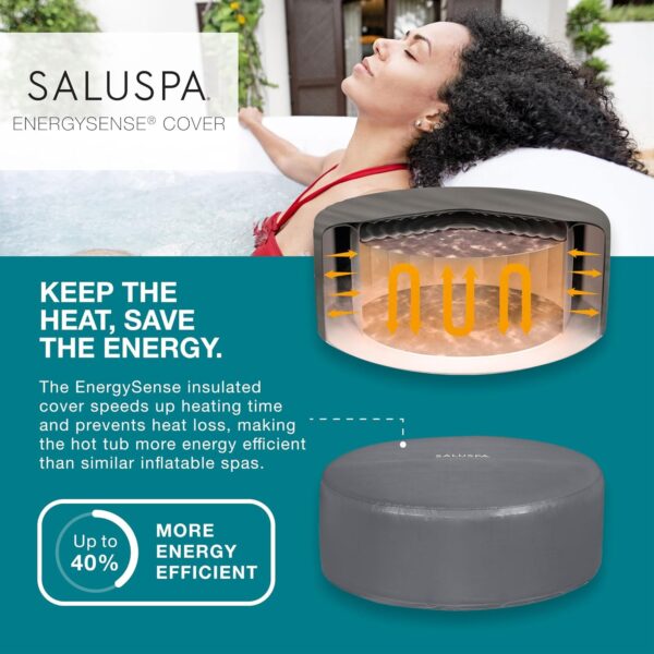 Bestway SaluSpa Fiji AirJet Large Round 2 to 4 Person Inflatable Hot Tub Portable Outdoor Spa with 120 AirJets and EnergySense Cover. Grey - Image 6