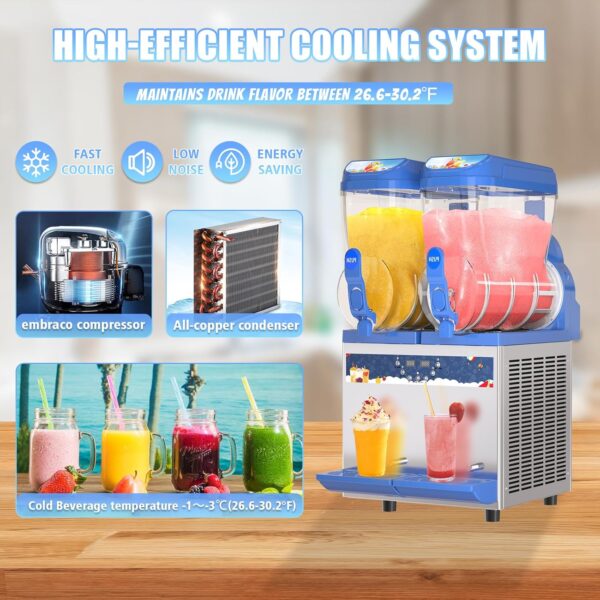 Commercial Slushy Machine - 1000W 30L Tanks Slush Maker Machine 304 Stainless Steel Commercial Margarita Machines Efficient Cooling the Ideal Slushie Maker for Bars Cafes Restaurants - Image 15