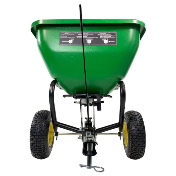 John Deere 175 lb Tow-Behind Broadcast Spreader. Rustproof Poly Hopper. Universal Fit - Image 2