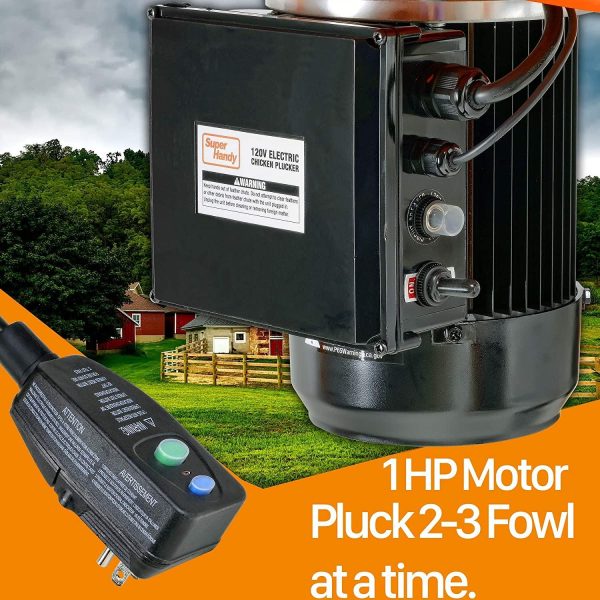 SuperHandy Electric Chicken Plucker. 1HP 280RPM. Stainless Steel. 92 Fingers. 20′′ Drum. Heavy Duty Poultry De-Feathering Machine - Image 2