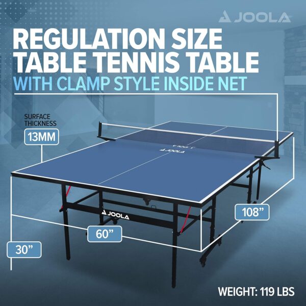JOOLA Inside Professional MDF Indoor Ping Pong Table with Quick Clamp Table Tennis Net and Post Set - 10 Minute Easy Assembly - Tournament Quality - Foldable with Single Player Playback Mode - Image 43