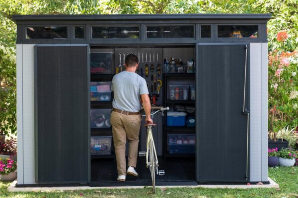 Keter Artisan 11x7 Modern Resin Outdoor Storage Shed Kit-Perfect to Store Patio Furniture. Garden Tools Bike Accessories. Beach Chairs and Lawn Mower. Grey & Black - Image 4
