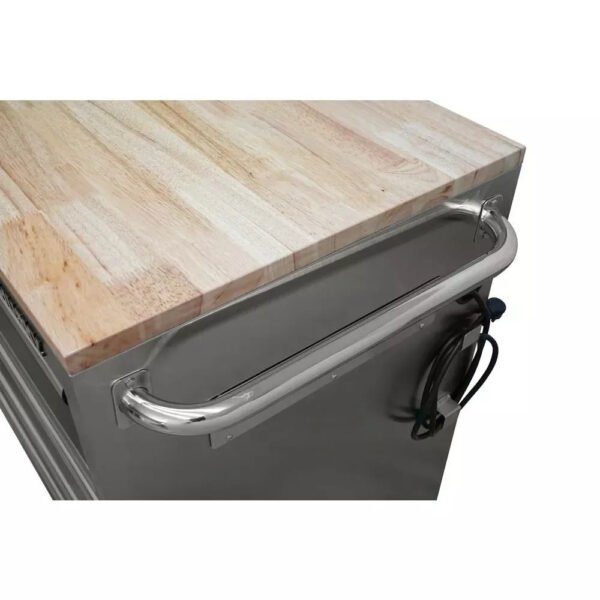 72 in. 18-Drawer 24 in. D Mobile Workbench with Solid Wood Top Stainless Steel - Image 10
