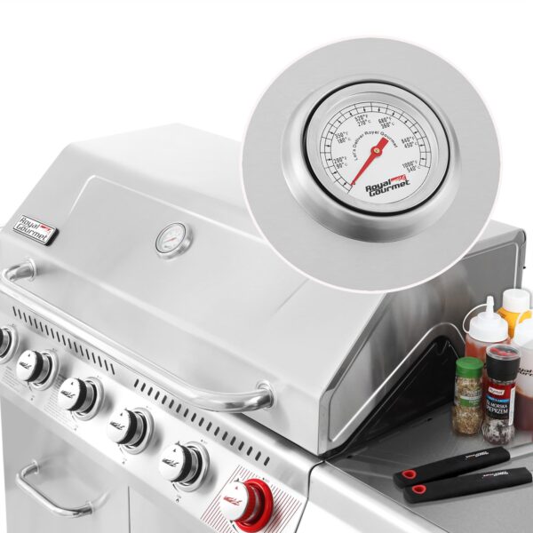 Royal Gourmet GA6402S Stainless Steel Gas Grill. Premier 6-Burner Propane Grill with Sear Burner and Side Burner. 74.000 BTU. Cabinet Style. Outdoor BBQ Party Grill. Silver - Image 10
