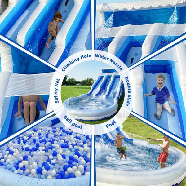 Large Inflatable Water Slide Swimming Pool Play Center. Commercial Grade Lightweight Premium Water Slide Bounce House 20.6x9.5x9.3Ft for Kids and Adults (with Blower) - Image 5