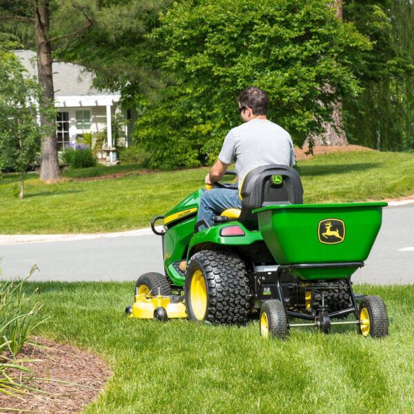 John Deere 175 lb Tow-Behind Broadcast Spreader. Rustproof Poly Hopper. Universal Fit - Image 7