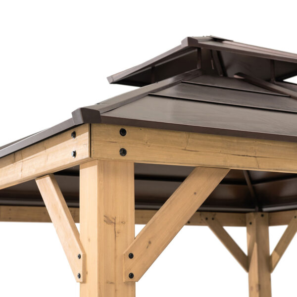 10 ft. x 10 ft. Cedar Framed Gazebo with Steel 2-Tier Hip Roof Hardtop - Image 6