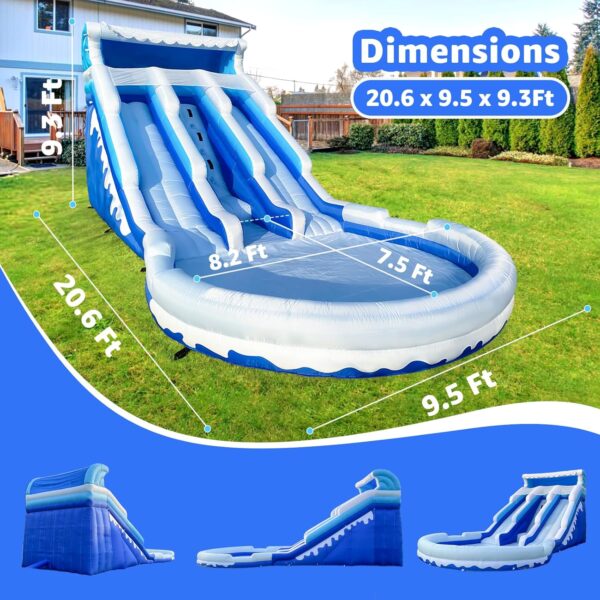 Large Inflatable Water Slide Swimming Pool Play Center. Commercial Grade Lightweight Premium Water Slide Bounce House 20.6x9.5x9.3Ft for Kids and Adults (with Blower) - Image 2