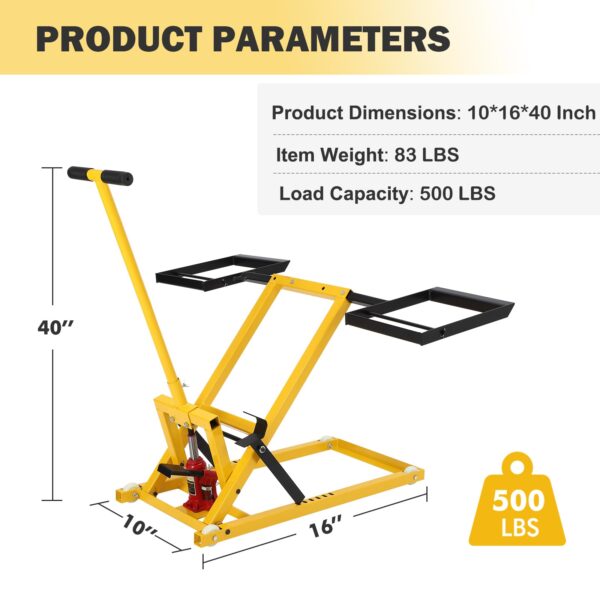 Lawn Mower Lift with Hydraulic Jack. 26 Inches Lawn Mower Lift. Welded Solid Steel Construction. Weight Capacity 500 LBS. for Riding Lawn Mowers Tractors. ATVs Maintenance - Image 14
