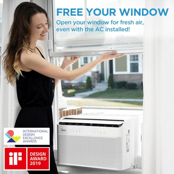 8.000 BTU U-Shaped Smart Inverter Air Conditioner – Cools up to 350 Sq. Ft.. Ultra Quiet with Open Window Flexibility. Compatible with Alexa. 35% Energy Savings. Remote Control (Renewed) - Image 4