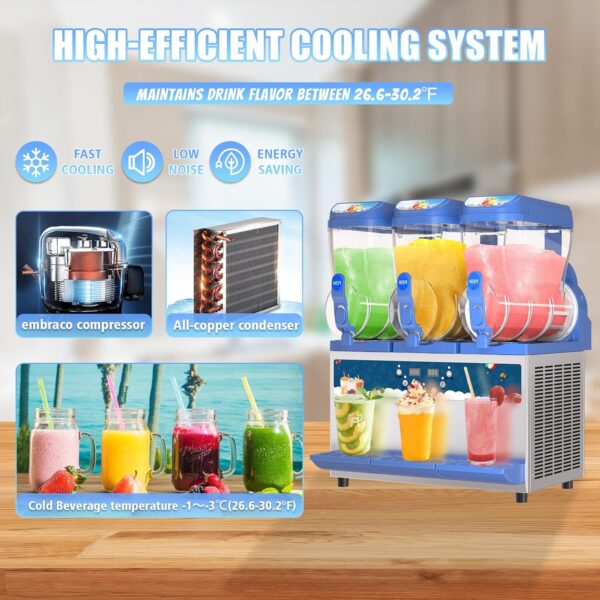 Commercial Slushy Machine - 1000W 30L Tanks Slush Maker Machine 304 Stainless Steel Commercial Margarita Machines Efficient Cooling the Ideal Slushie Maker for Bars Cafes Restaurants - Image 7
