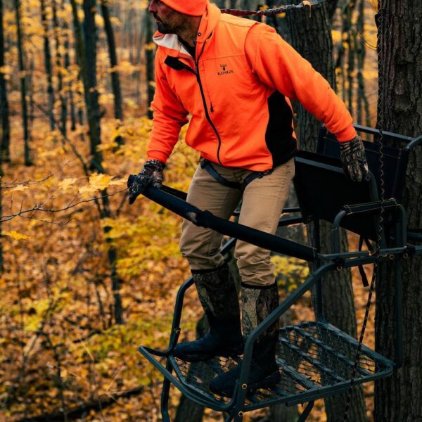 RIVERS EDGE Jumbo Jack Ladder Stand RE658 – Adjustable Shooting Rail. Large Platform. Mesh Seat - Image 2