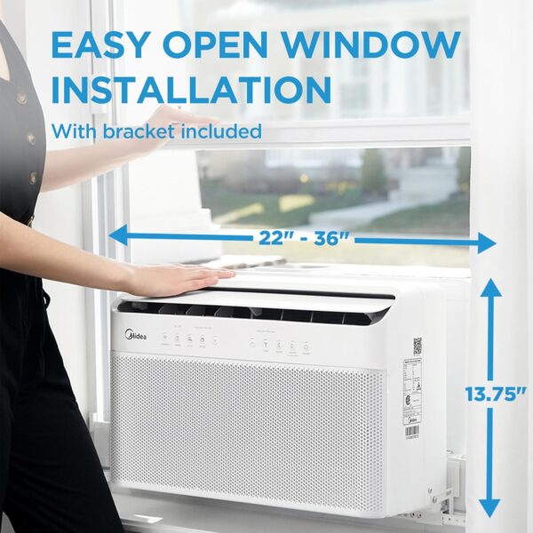 8.000 BTU U-Shaped Smart Inverter Air Conditioner – Cools up to 350 Sq. Ft.. Ultra Quiet with Open Window Flexibility. Compatible with Alexa. 35% Energy Savings. Remote Control (Renewed) - Image 2
