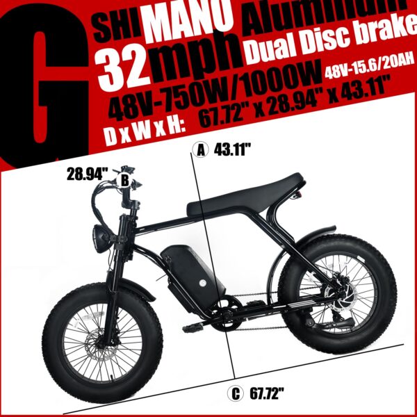 Electric Mountain Bike for Adults | 20 x 4.0 Fat Tires. 1000W Motor. 48V 20Ah Removable Battery. Max Speed 45MPH. Shi Mano 7-Speed for Off-Road Adventures - Image 12
