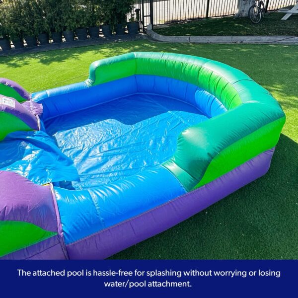 HeroKiddo 16' Purple Tropical Lightweight Premium Commercial Grade Water Slide Inflatable with Attached Pool for Kids and Adults (with Blower). Wet Dry Use. Summer Fun - Image 5