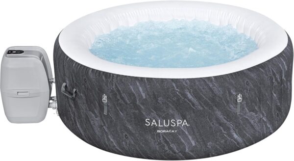 Bestway SaluSpa Fiji AirJet Large Round 2 to 4 Person Inflatable Hot Tub Portable Outdoor Spa with 120 AirJets and EnergySense Cover. Grey - Image 10