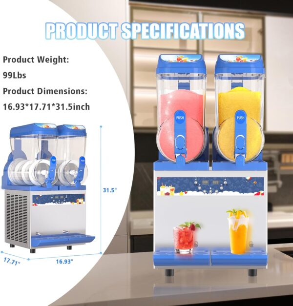 Commercial Slushy Machine - 1000W 30L Tanks Slush Maker Machine 304 Stainless Steel Commercial Margarita Machines Efficient Cooling the Ideal Slushie Maker for Bars Cafes Restaurants - Image 11