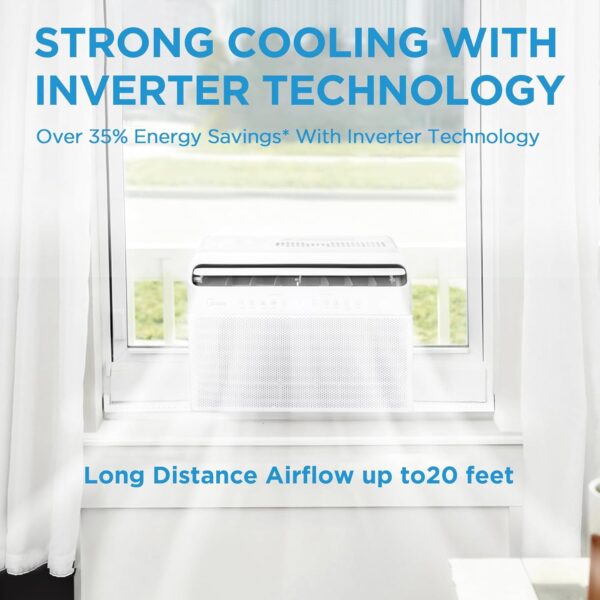8.000 BTU U-Shaped Smart Inverter Air Conditioner – Cools up to 350 Sq. Ft.. Ultra Quiet with Open Window Flexibility. Compatible with Alexa. 35% Energy Savings. Remote Control (Renewed) - Image 5