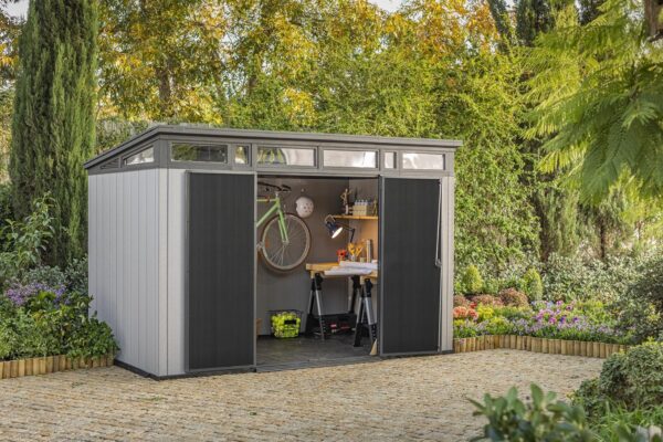 Keter Artisan 11x7 Modern Resin Outdoor Storage Shed Kit-Perfect to Store Patio Furniture. Garden Tools Bike Accessories. Beach Chairs and Lawn Mower. Grey & Black - Image 2