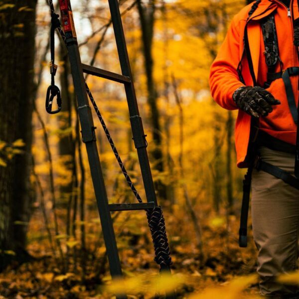 RIVERS EDGE Jumbo Jack Ladder Stand RE658 – Adjustable Shooting Rail. Large Platform. Mesh Seat - Image 7
