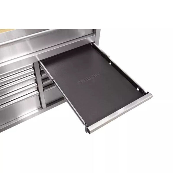 72 in. 18-Drawer 24 in. D Mobile Workbench with Solid Wood Top Stainless Steel - Image 8
