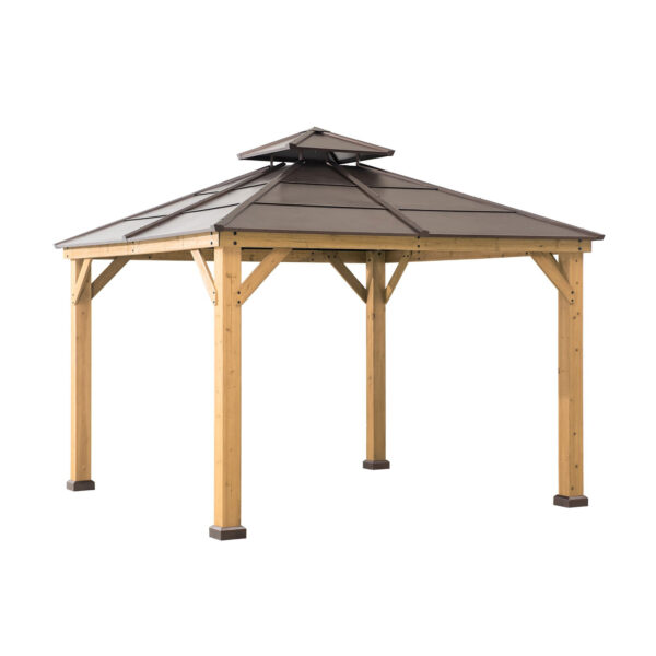 10 ft. x 10 ft. Cedar Framed Gazebo with Steel 2-Tier Hip Roof Hardtop - Image 4