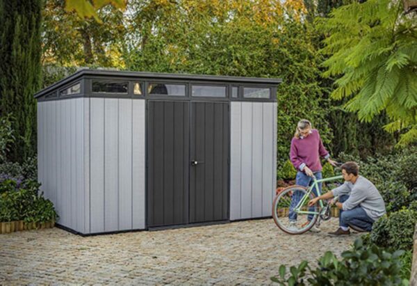 Keter Artisan 11x7 Modern Resin Outdoor Storage Shed Kit-Perfect to Store Patio Furniture. Garden Tools Bike Accessories. Beach Chairs and Lawn Mower. Grey & Black - Image 7