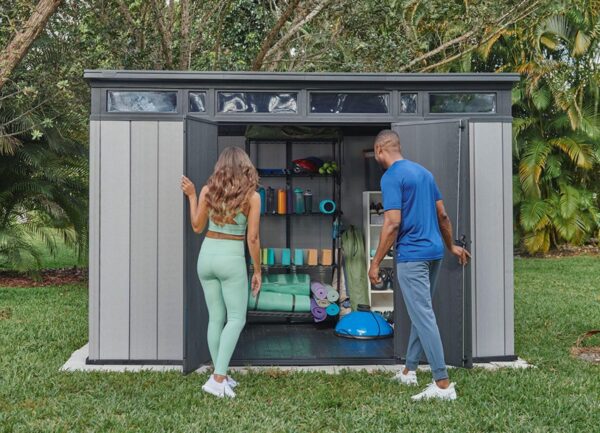 Keter Artisan 11x7 Modern Resin Outdoor Storage Shed Kit-Perfect to Store Patio Furniture. Garden Tools Bike Accessories. Beach Chairs and Lawn Mower. Grey & Black - Image 8