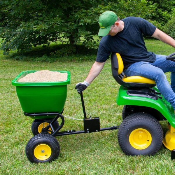 John Deere 175 lb Tow-Behind Broadcast Spreader. Rustproof Poly Hopper. Universal Fit - Image 8