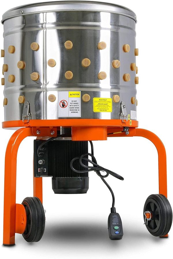 SuperHandy Electric Chicken Plucker. 1HP 280RPM. Stainless Steel. 92 Fingers. 20′′ Drum. Heavy Duty Poultry De-Feathering Machine