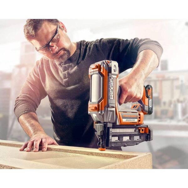 RIDGID 18V Brushless Cordless Nailer Combo Kit with Brad & Finish Nailers. Battery & Charger - Image 12