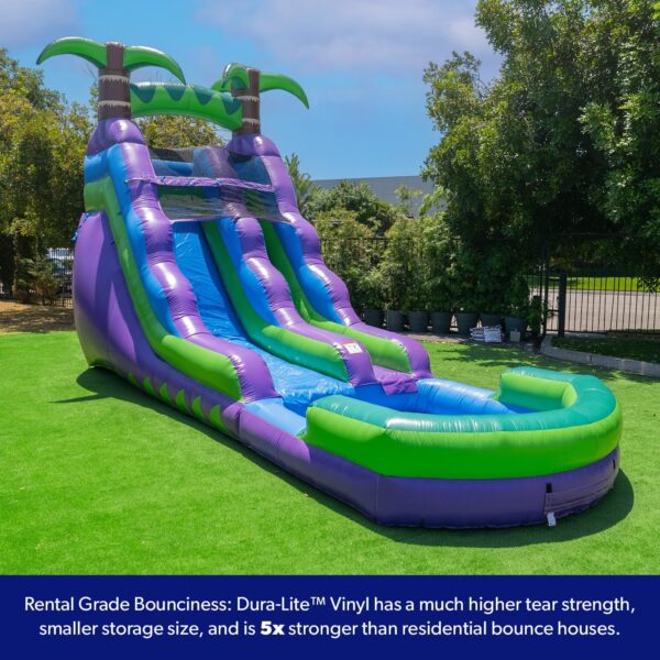 HeroKiddo 16' Purple Tropical Lightweight Premium Commercial Grade Water Slide Inflatable with Attached Pool for Kids and Adults (with Blower). Wet Dry Use. Summer Fun - Image 4