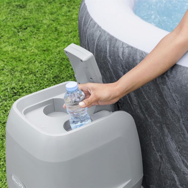 Bestway SaluSpa Fiji AirJet Large Round 2 to 4 Person Inflatable Hot Tub Portable Outdoor Spa with 120 AirJets and EnergySense Cover. Grey - Image 9