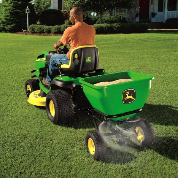 John Deere 175 lb Tow-Behind Broadcast Spreader. Rustproof Poly Hopper. Universal Fit - Image 6