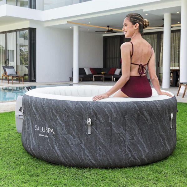 Bestway SaluSpa Fiji AirJet Large Round 2 to 4 Person Inflatable Hot Tub Portable Outdoor Spa with 120 AirJets and EnergySense Cover. Grey - Image 8
