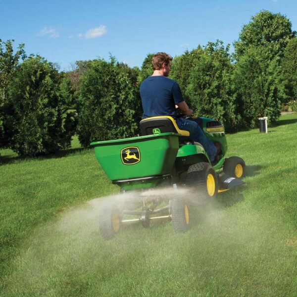 John Deere 175 lb Tow-Behind Broadcast Spreader. Rustproof Poly Hopper. Universal Fit - Image 5