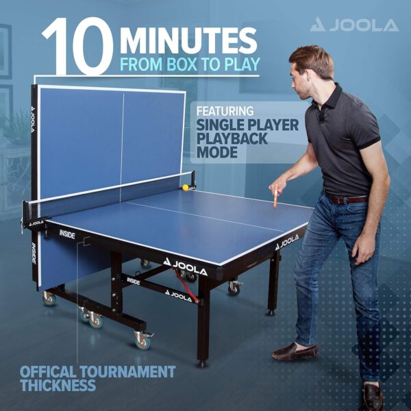 JOOLA Inside Professional MDF Indoor Ping Pong Table with Quick Clamp Table Tennis Net and Post Set - 10 Minute Easy Assembly - Tournament Quality - Foldable with Single Player Playback Mode - Image 26